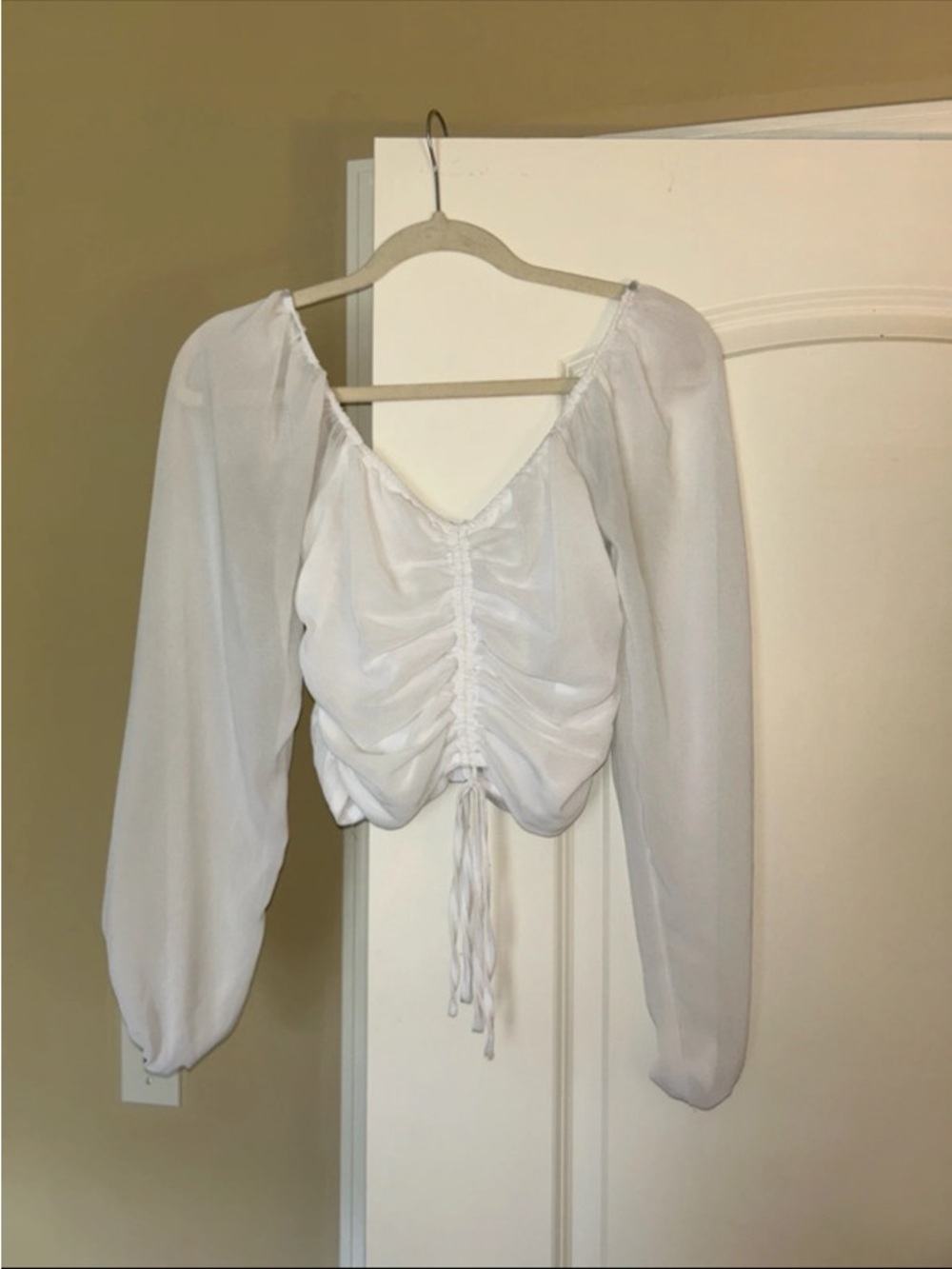 Forever 21 White Ruched Blouse